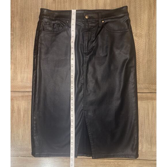 Chico’s Faux Leather Midi Pencil Skirt Black Mid Rise Size 0.5 Women’s Size 6 - Picture 7 of 11